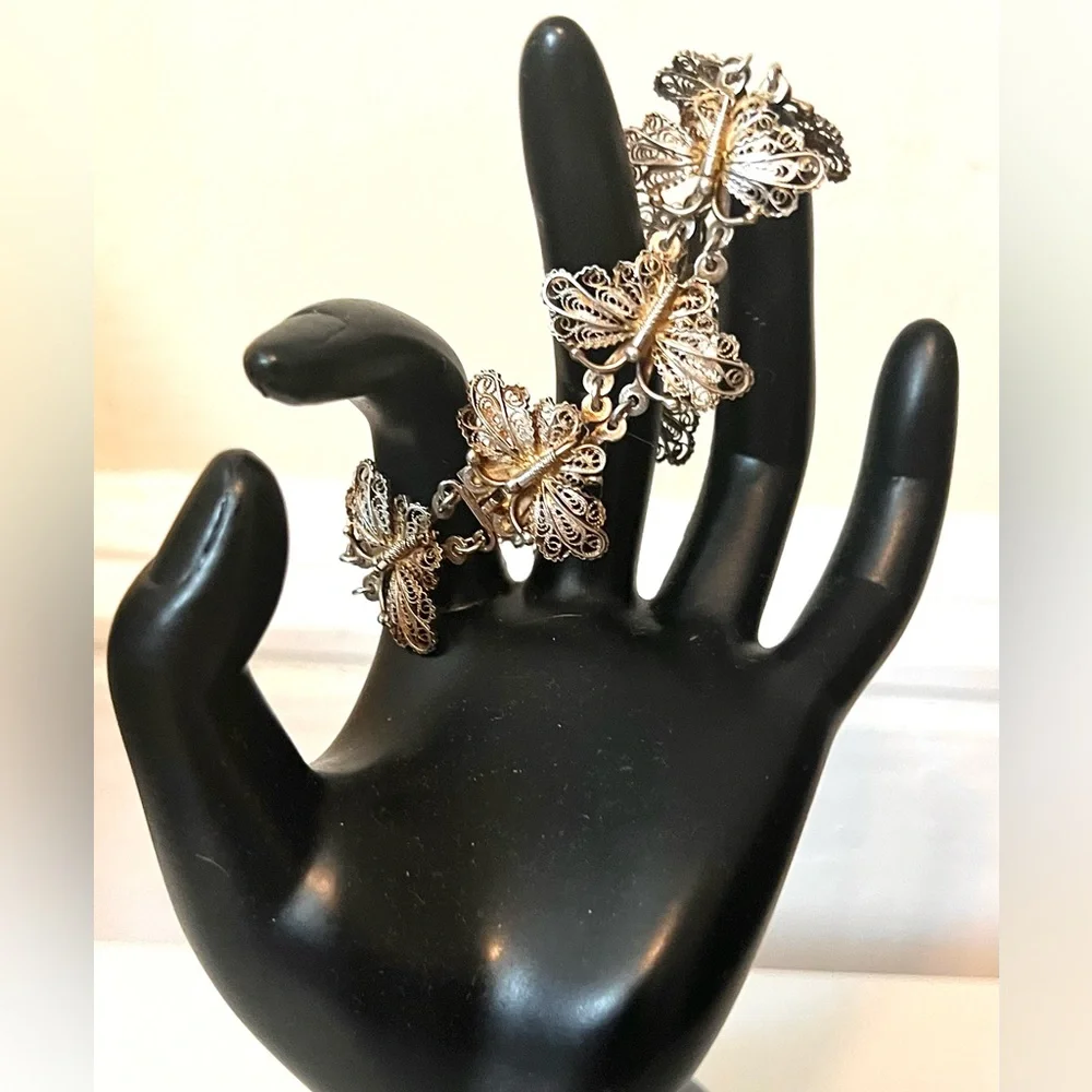Vtg UnoAerre Italian 925 Sterling Gold Vermeil Butterfly Bracelet 21.65g